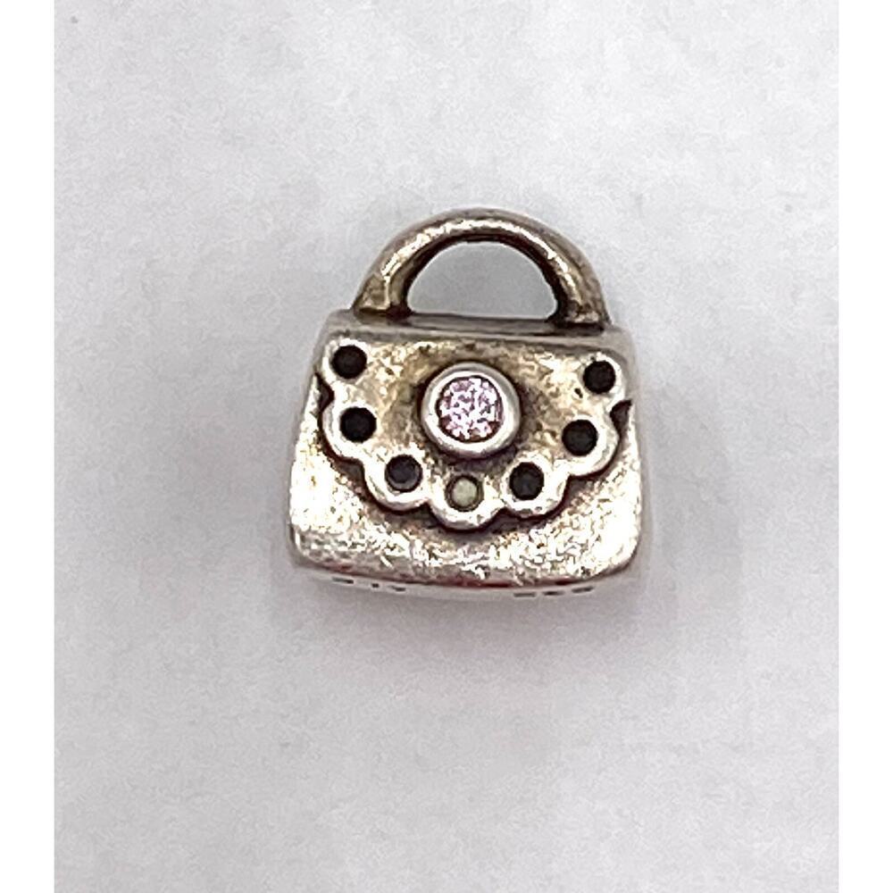 Pandora S925 ALE Sterling Silver Purse Pink CZ Vintage Retired